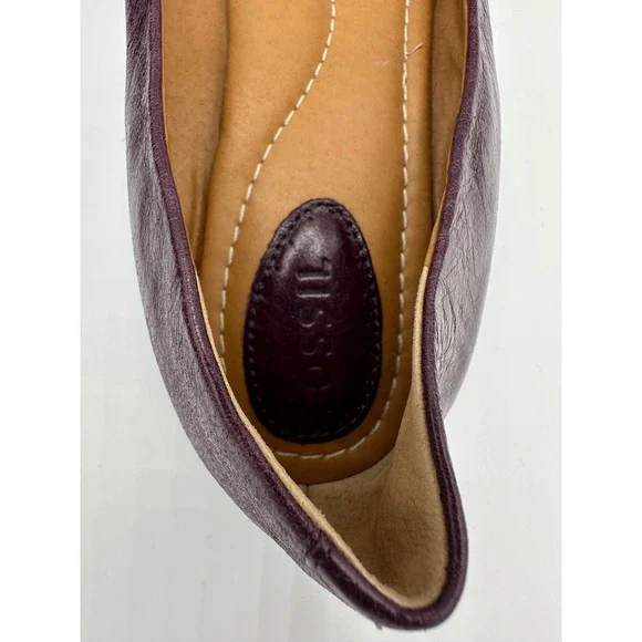 FOSSIL Women Plum Leather Ballet Flats Buckle Detail Casual Shoes Size 7.5 - Picture 14 of 16